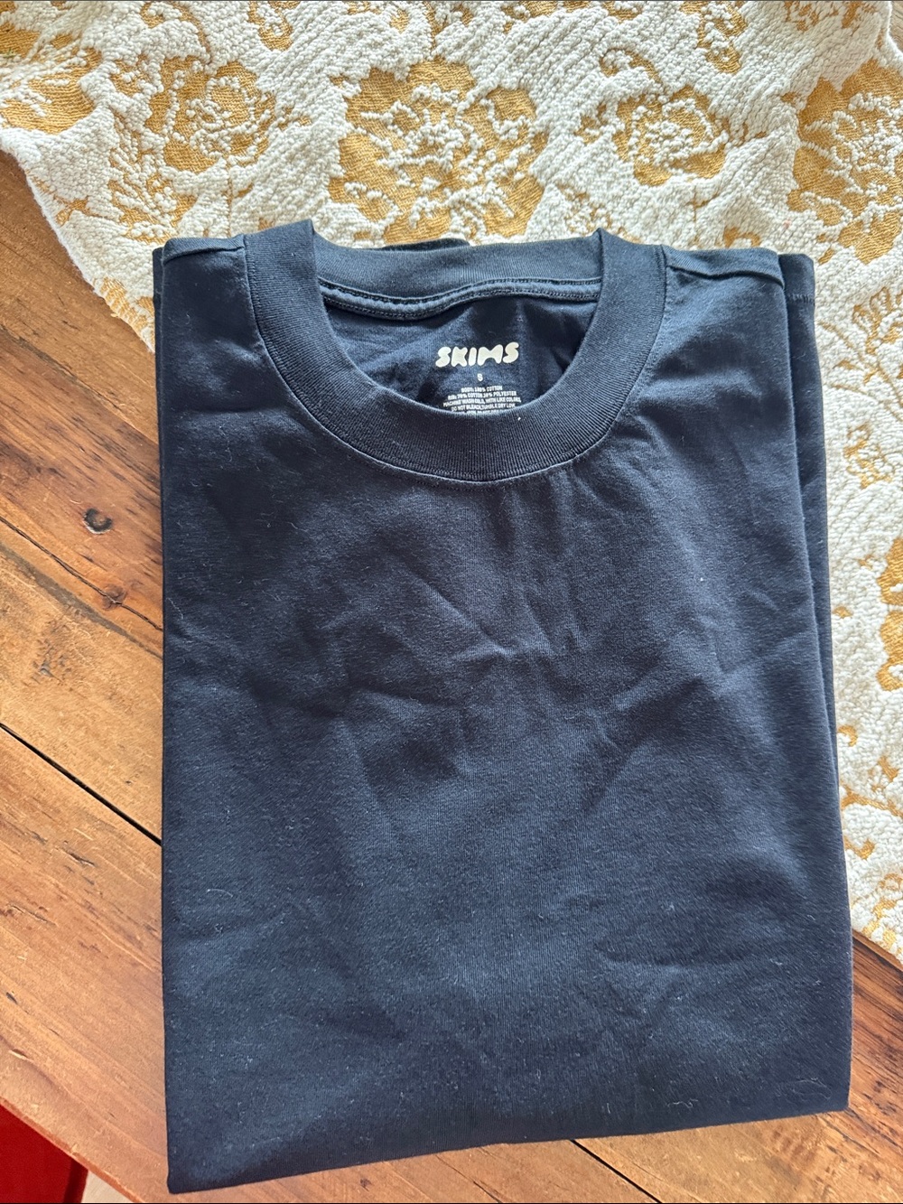 SKIMS Men's Long Sleeve Crewneck Shirt in Black